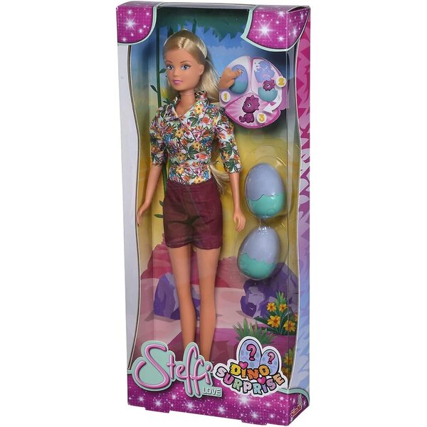 Steffi Love Dino Surprise - Bambola da vestire con uova di dinosauro, 29 cm, da 3 anni