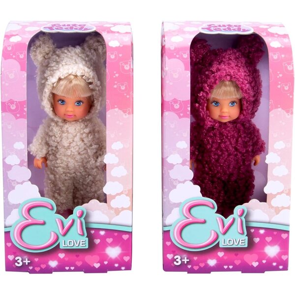 Simba Evi Love Cute Teddy, bambola 12cm con tutina orsetto, da 3 anni