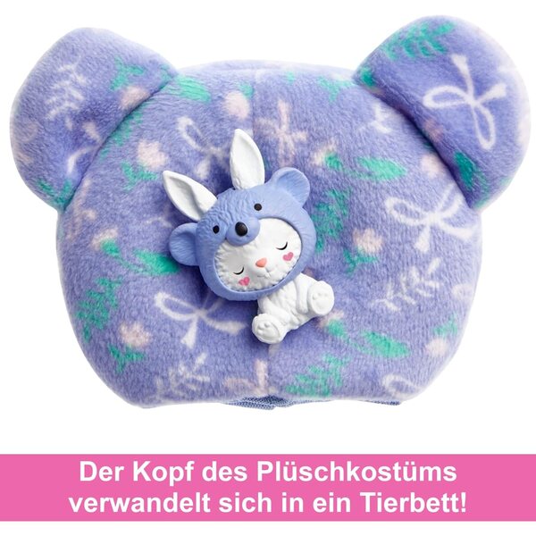 Barbie Cutie Reveal Chelsea mit 6 Überraschungen und Fleece-Kostüm für Kinder ab 3 Jahren