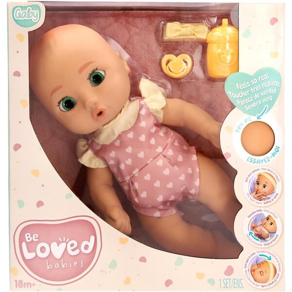 BE LOVED BABIES Gaby: 38 cm große Puppe mit weichem Körper, Accessoires und neutralem Look für Kinder ab 18 Monaten