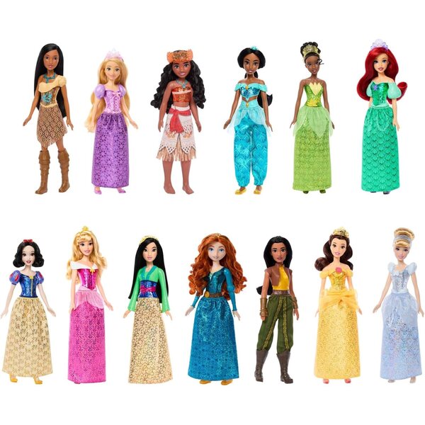 Mattel Disney Princess Collection 13 Modelle in funkelnden Kleidern und Accessoires