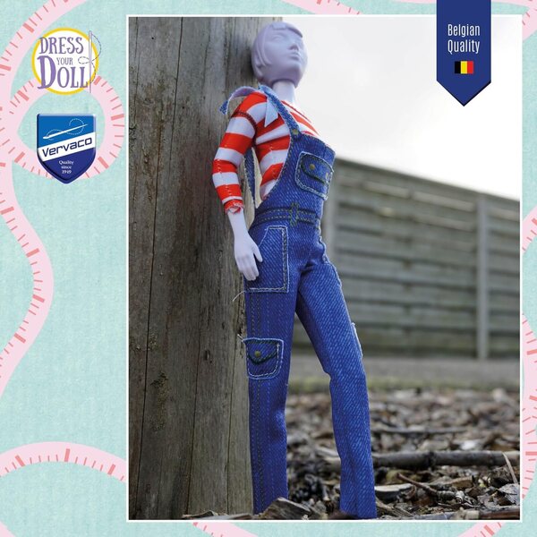 Dress Your Doll Nähset für Kinder mit Schneiderpuppe und Jeansstoff 30x39 cm