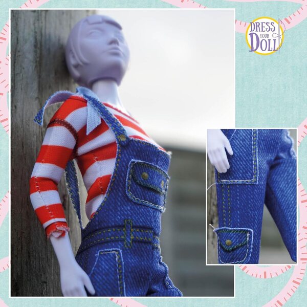 Dress Your Doll Nähset für Kinder mit Schneiderpuppe und Jeansstoff 30x39 cm