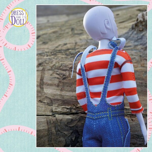 Dress Your Doll Nähset für Kinder mit Schneiderpuppe und Jeansstoff 30x39 cm