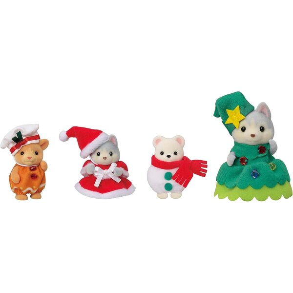 Sylvanian Families 5710 Weihnachtsfiguren-Set mit 4 Charakteren im Kostüm