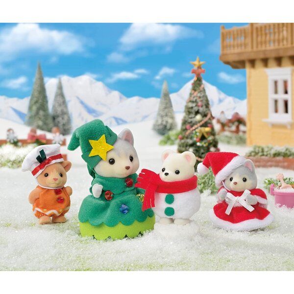 Sylvanian Families 5710 Weihnachtsfiguren-Set mit 4 Charakteren im Kostüm