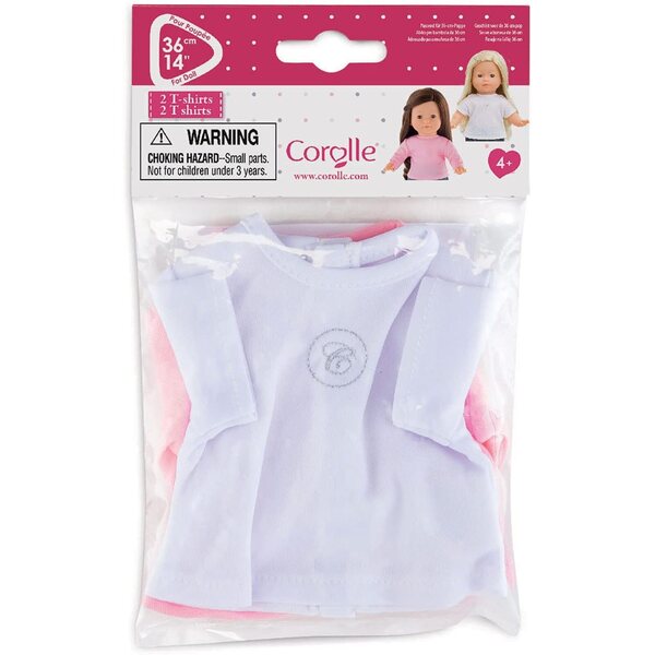 Set Abbigliamento Corolle per Pupazzi Ma Corolle 36cm, Magliette Bianche e Rosa