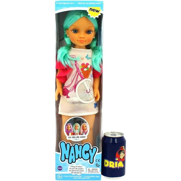 Bunte Nancy-Puppe für Kinder – rosa, grünes oder lila Haar und lebhaftes Outfit