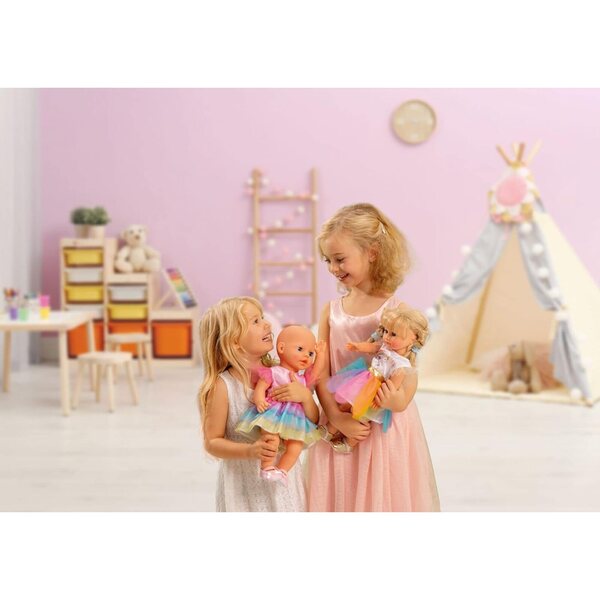 Regenbogenfee Kleid für Puppen 35-45 cm - Feenkleid mit Regenbogentüll