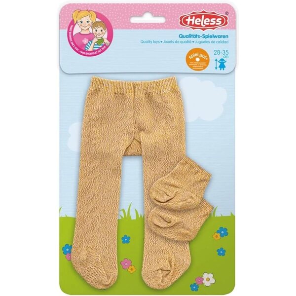 Heless Strumpfhosen mit Socken für Goldpuppen 28-35 cm – glamouröse Accessoires für Puppen