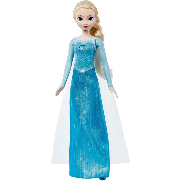 Die Mattel Disney Frozen Elsa-Puppe singt „Let Go Now“ im klassischen eisblauen Kleid