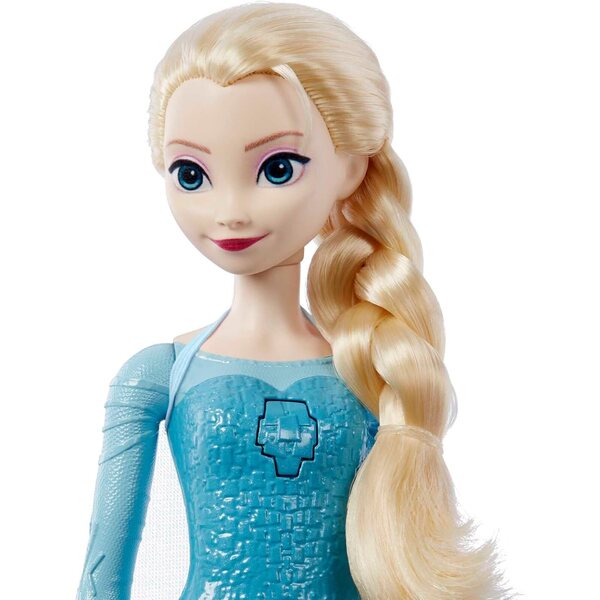 Die Mattel Disney Frozen Elsa-Puppe singt „Let Go Now“ im klassischen eisblauen Kleid