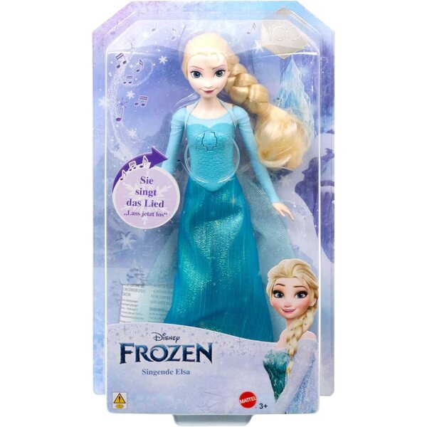 Die Mattel Disney Frozen Elsa-Puppe singt „Let Go Now“ im klassischen eisblauen Kleid