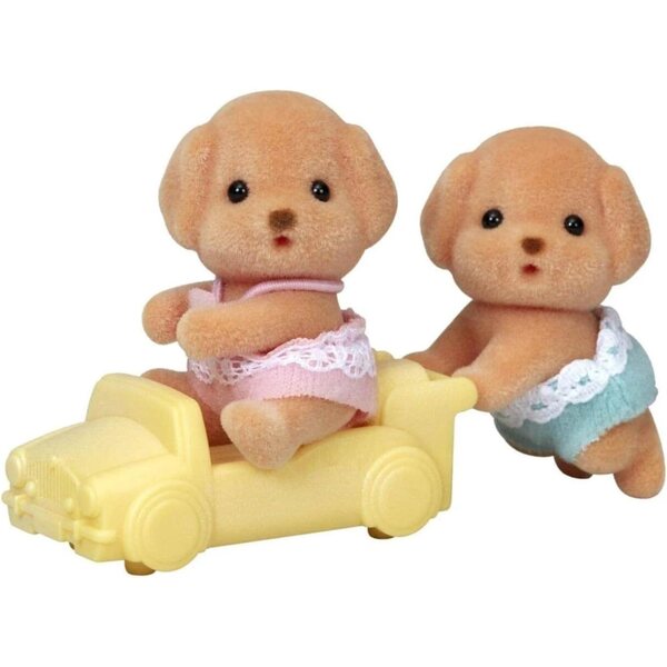 SYLVANIAN Families Gemelli Barboncini con Locomotiva e Pigiami Staccabili