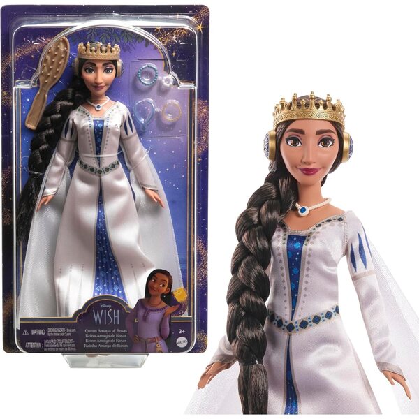 Mattel Disney Wish Pupa Königin Amaya von Rosas mit Kleid und Möbelzubehör