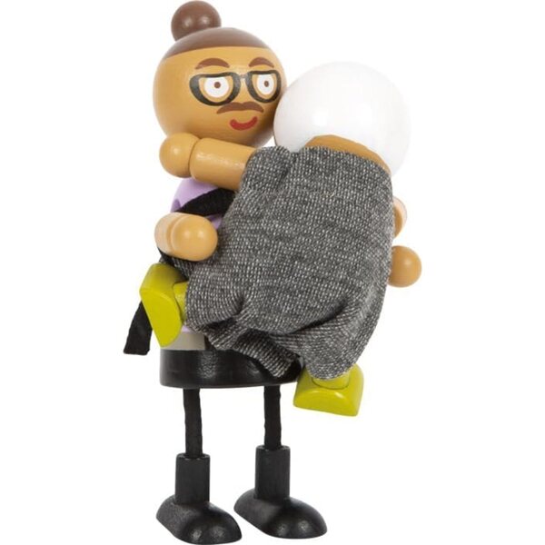 Biege Familie von Small Foot Holzpuppen mit Baby, 8 flexible Figuren für kreatives Spielen