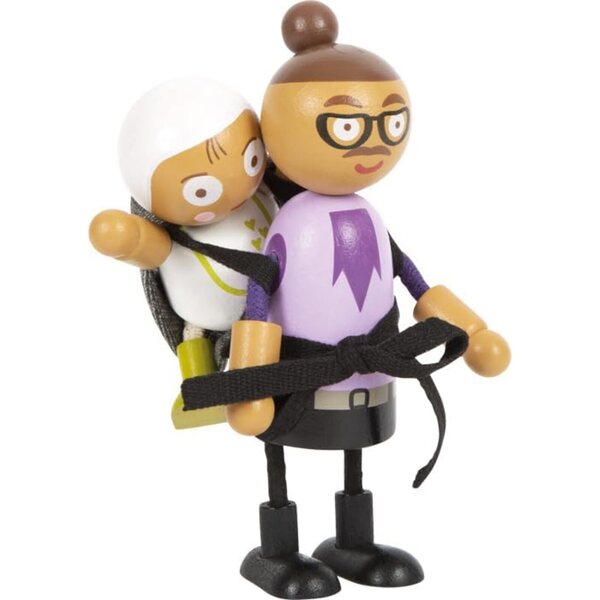 Biege Familie von Small Foot Holzpuppen mit Baby, 8 flexible Figuren für kreatives Spielen