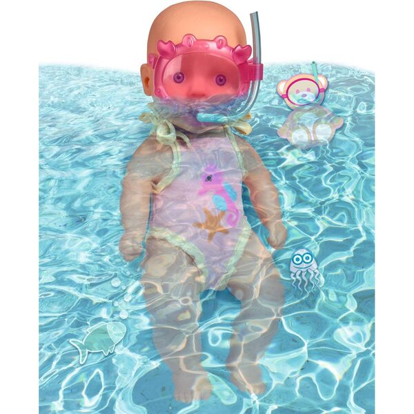 Simba New Born Baby Badepuppe 30 cm und Evi LOVE Schwimmende Meerjungfrau 12 cm für Kinder ab 3 Jahren