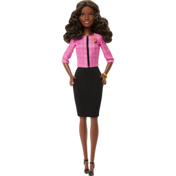 Barbie Future Leader Puppe mit rosa schwarzem Outfit und goldenen Accessoires für Kinder