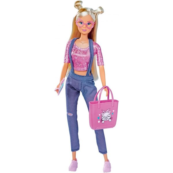 Steffi Love Kitty Fashion 29cm - Poupée Mode avec Lunettes et Tablette Chat