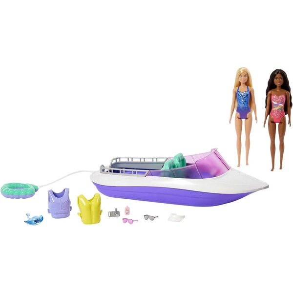 Barbie Malibu & Brooklyn con Speedboat 45,7 cm e Accessori, gioco mare per bambini