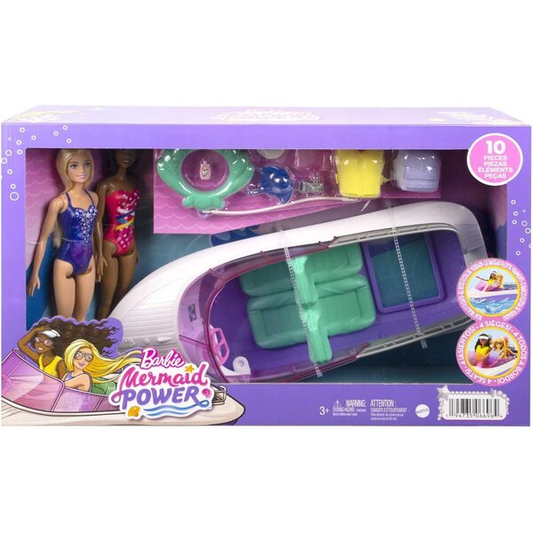 Barbie Malibu & Brooklyn con Speedboat 45,7 cm e Accessori, gioco mare per bambini