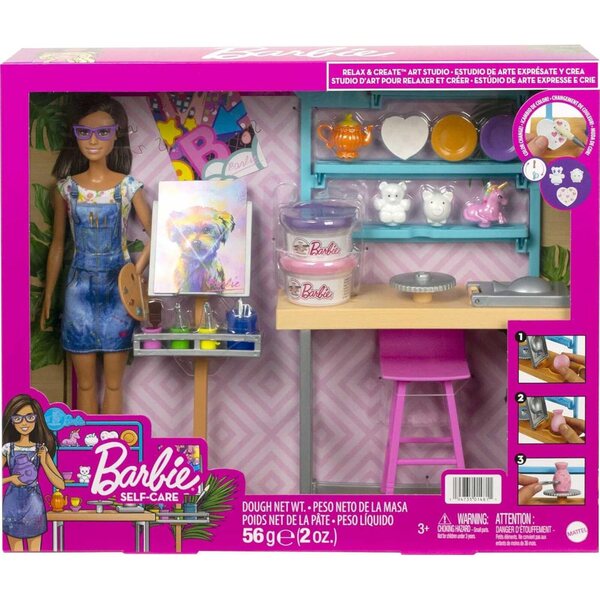 Barbie HCM85 Relax and Create Kunst Studio con Pupa e 25+ Accessori Creativi per Bambini