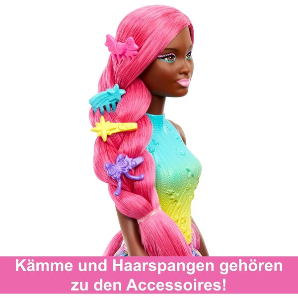 Barbie Einhorn-Puppe 18 cm magentafarbene Fantasy-Haare mit Styling-Zubehör
