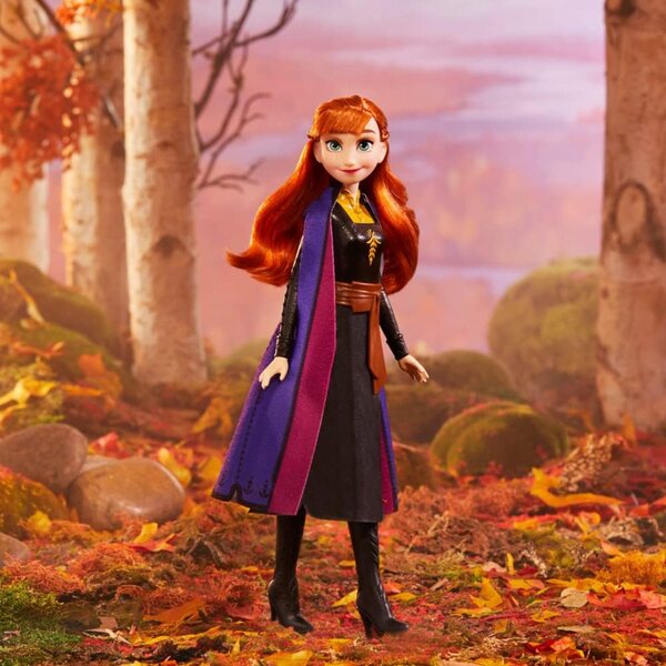 Anna Disney Eiskönigin 2 Puppe mit Kleid, Stiefeln und langen roten Haaren für Kinder