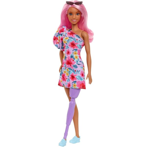 Barbie Fashionistas mit Beinprothese, rosa Haaren und trendigen Outfits für Kinder