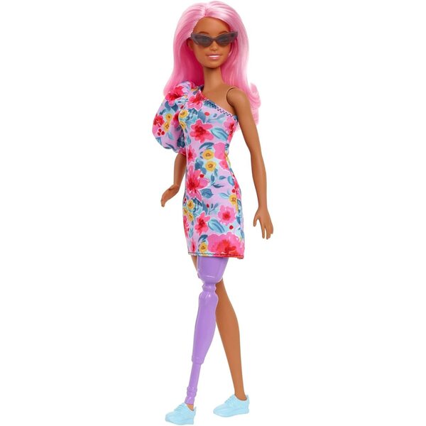 Barbie Fashionistas mit Beinprothese, rosa Haaren und trendigen Outfits für Kinder