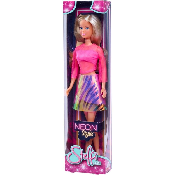 Bambola Steffi Love Neon Style 29cm con gonna a cintura in colori neon per bambini 3+