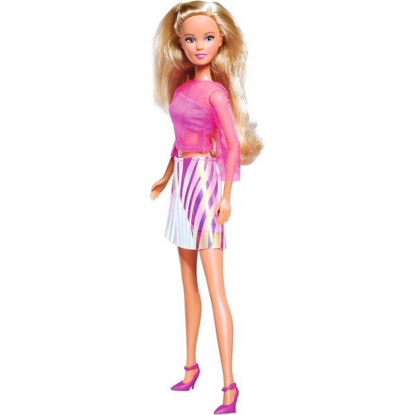 Bambola Steffi Love Neon Style 29cm con gonna a cintura in colori neon per bambini 3+