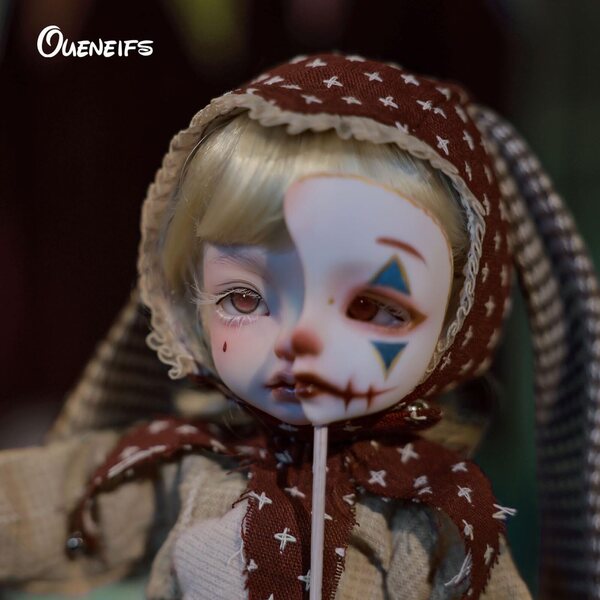 Oueneifs Jokerbjd 1/6 Pupo BJD Clown Halloween mit Harzgelenken
