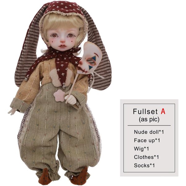 Oueneifs Jokerbjd 1/6 Pupo BJD Clown Halloween mit Harzgelenken