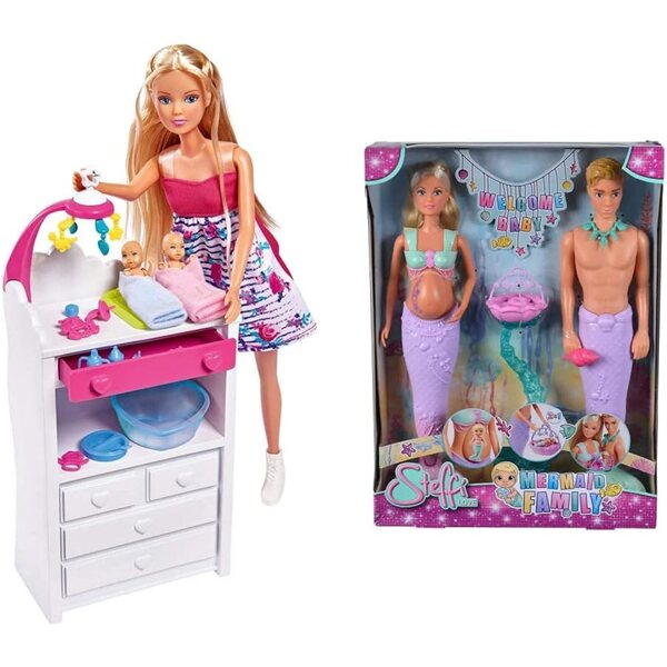 Steffi Love Welcome Twins and Mermaid Family: Έγκυες κούκλες με αξεσουάρ, 29 εκ.