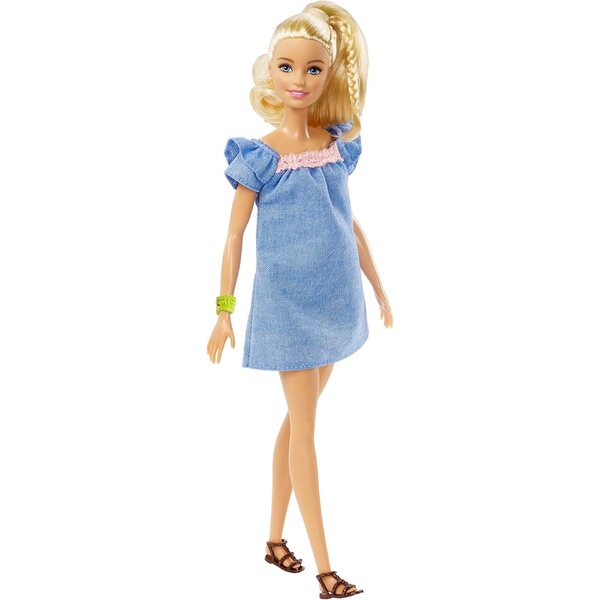 Barbie Fashionistas Pupa con Outfit Blu e Rosa e Set Moda Completo