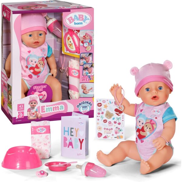 BABY Born Emma 43 cm mit 10 interaktiven Funktionen, Zubehör und ohne Batterien