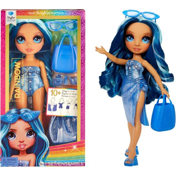 Rainbow High Swim & Style Violet e Skyler - Bambole Fashion 28 cm con Pareo Multifunzione