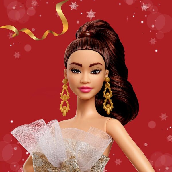 Barbie Signature 2025 Holiday – Sammlerpuppe in elegantem Kleid mit goldenen Accessoires