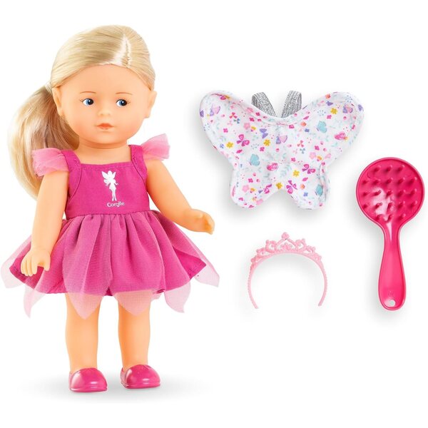 Corolle Mini Corollines Rosy Fee 20 cm mit Zubehör, Puppe mit Vanilleduft