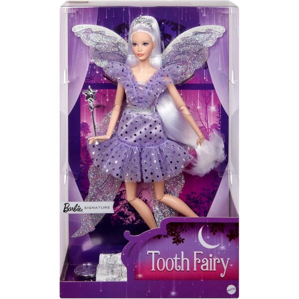 Barbie Signature Zahnfee mit Flügeln, Zauberstab und Zaubertasche für Kinder