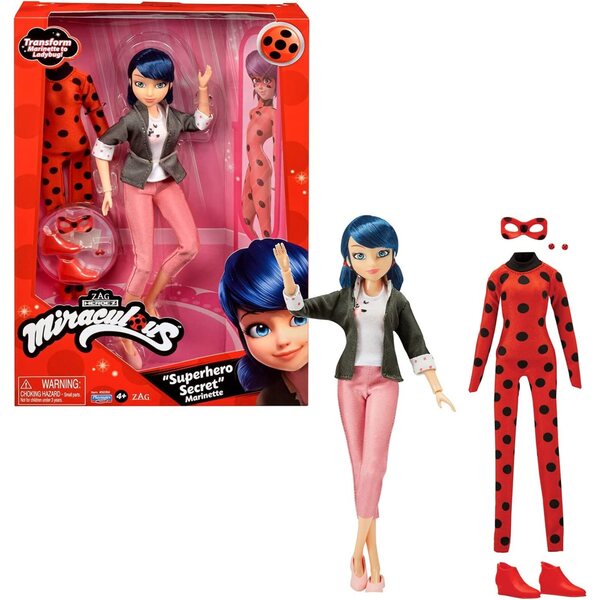 Bandai Miraculous Ladybug – 26 cm große Puppe mit zwei Outfits: Marinette und Ladybug