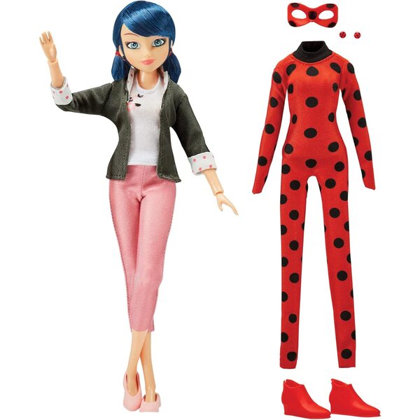 Bandai Miraculous Ladybug – 26 cm große Puppe mit zwei Outfits: Marinette und Ladybug