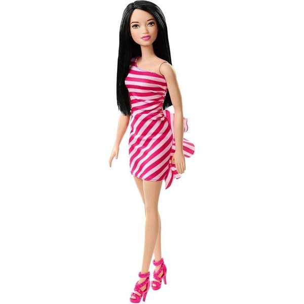 Barbie FXL 70 – Puppe mit One-Shoulder-Kleid und buntem gerafftem Rock