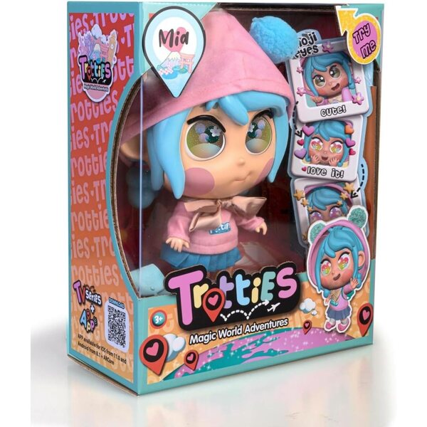 Trotties Mia Pupa Viaggiante con Emoti-Occhi e Accessori Originali per Bambini
