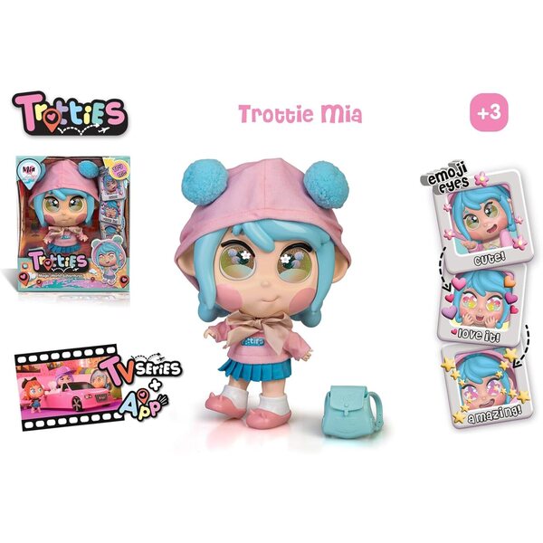 Trotties Mia Pupa Viaggiante con Emoti-Occhi e Accessori Originali per Bambini