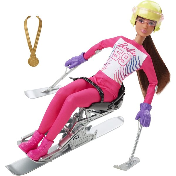 Barbie Paraskifahrerin 30 cm mit komplettem Wintersport-Set für Kinder ab 3 Jahren