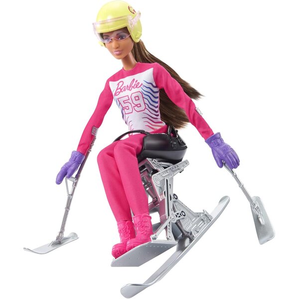 Barbie Paraskifahrerin 30 cm mit komplettem Wintersport-Set für Kinder ab 3 Jahren