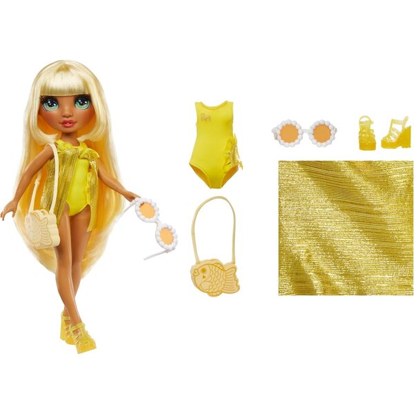 Rainbow High Swim & Style Sunny e Violet - Bambole da 28 cm con Accessori e Pareo